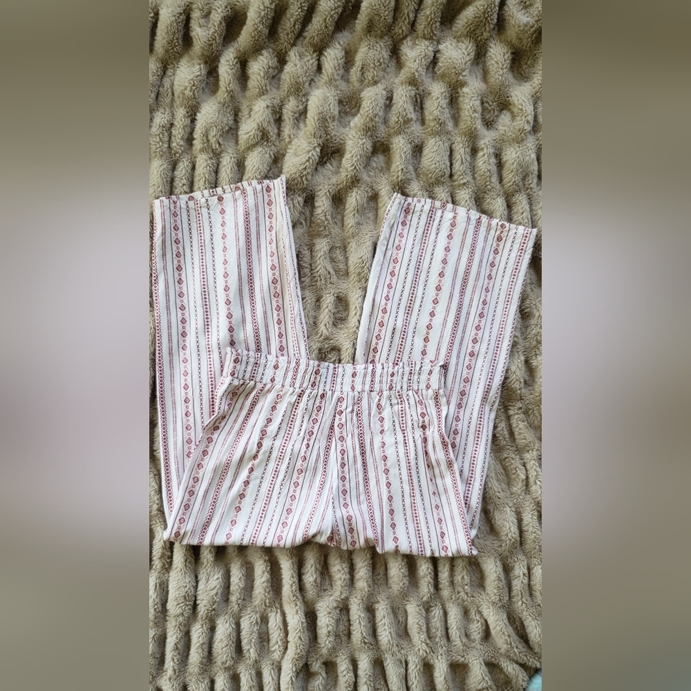 Joe Benbasset Blush and Cream Patterned Wide Leg Pants